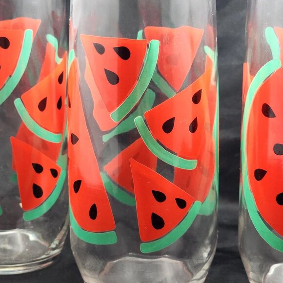 Vintage Libbey Retro Watermelon Glass Set Highball Tumbler Cup Drinking Glasses - Picture 2 of 3